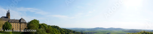 a panoramic view of Banz Abbey  now known as Banz Castle in Bad Staffelstein  north of Bamberg  Bavaria  southern Germany 