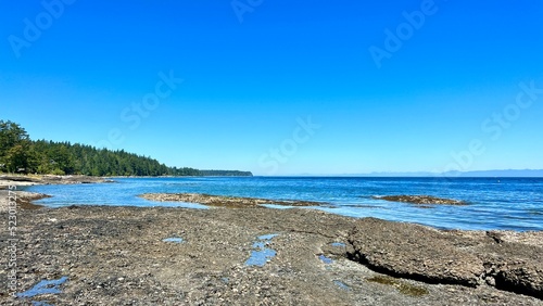 low tide on the pacific ocean view from Denman island to Hornby island. High quality photo photo