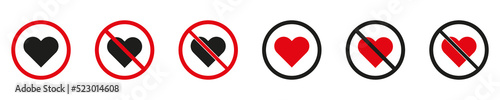  Stop love heart vector illustration.  Sign forbidden to love. eps10