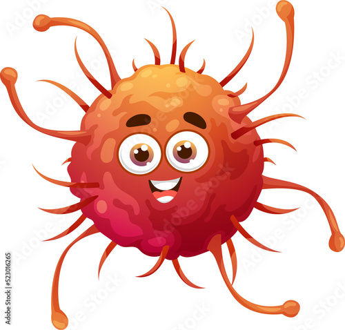 Bronchitis virus red cartoon microbe with tentacle photo
