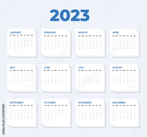 Wall calendar 2023 design, Flat 2023 calendar template,Minimalist inspirational photos monthy nature calendar	
