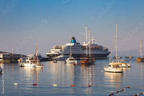 view of bodrum marina with boats, cruises and yachts - Bodrum, Turkey