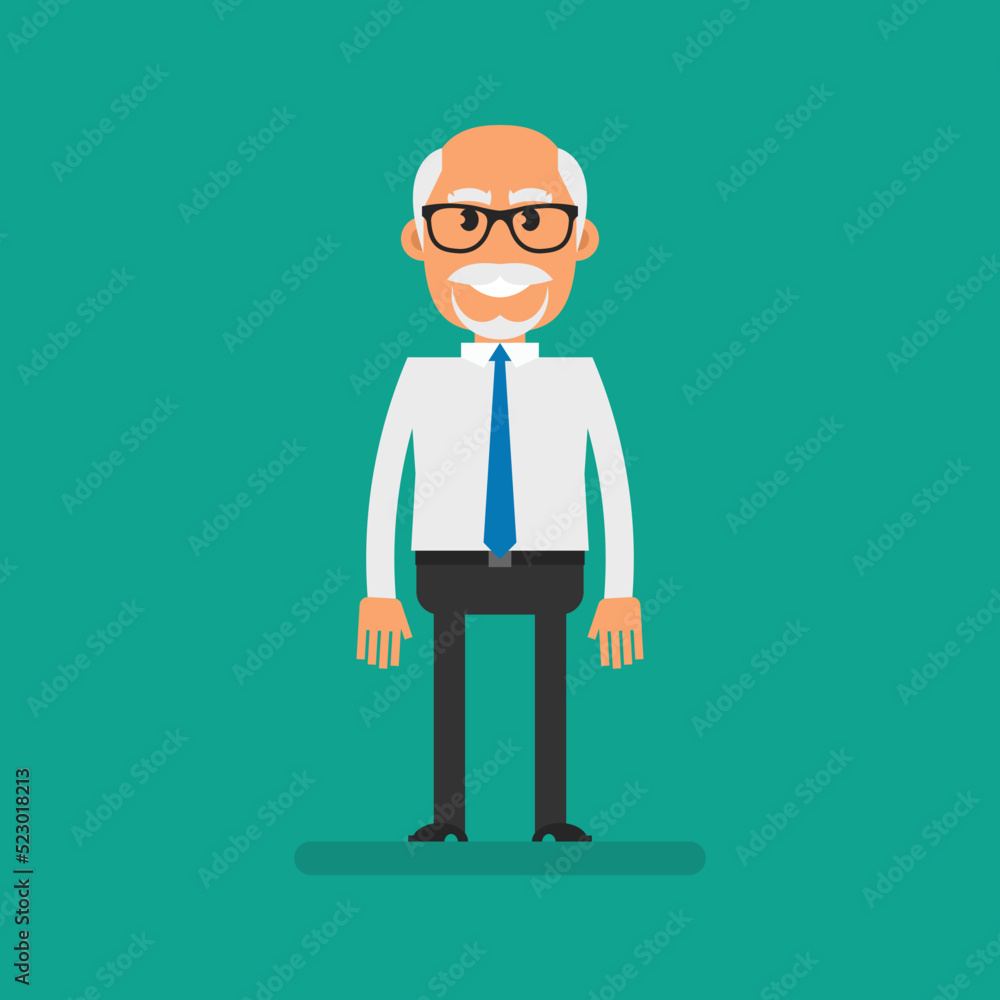 Old businessman standing and smiling Old businessman standing and smiling