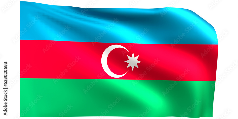 Azerbaijan flag 3d render.