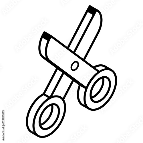 Trendy line icon denoting scissors