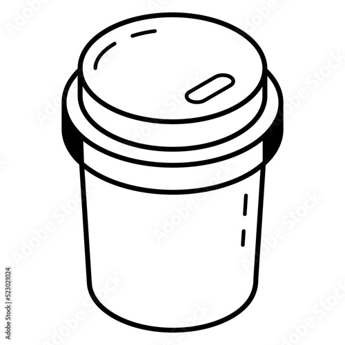 A coffee cup line isometric icon 