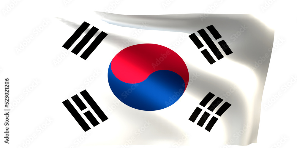 Korea flag 3d render. Korea flag 3d render.