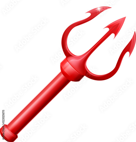 Fototapeta A devil trident or pitchfork pitch fork cartoon icon