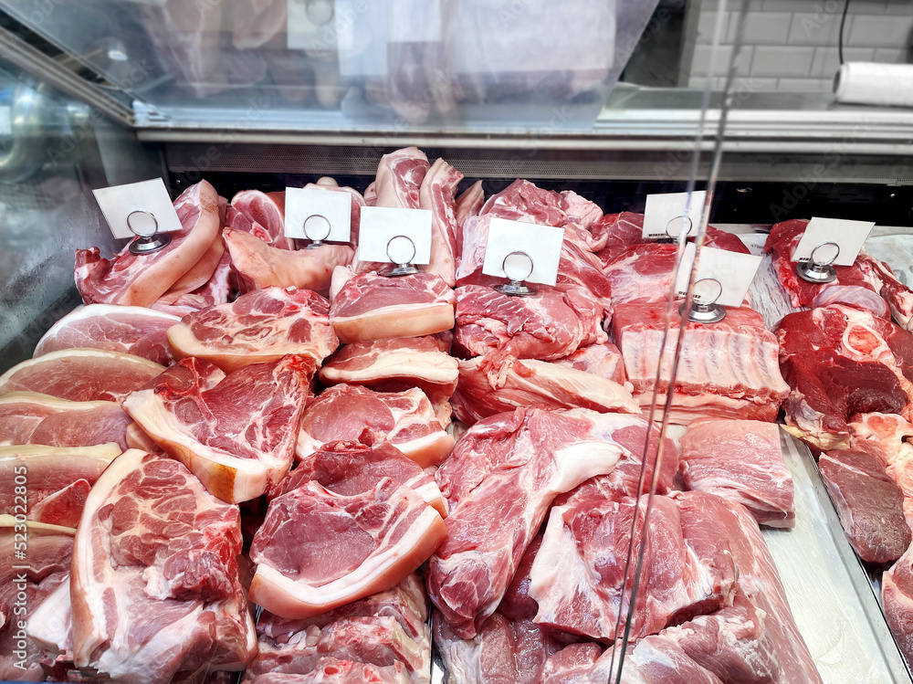  packet of meat at the supermarket(pork, lamb, beef, chicken, turkey).