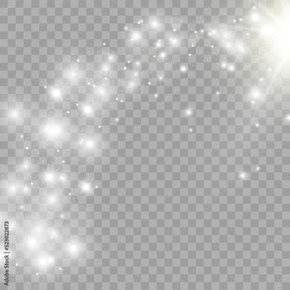 White sparks and golden stars glitter special light effect. Vector sparkles on transparent background. Christmas abstract pattern. Sparkling magic dust particles White sparks and golden stars glitter special light effect. Vector sparkles on transparent background. Christmas abstract pattern. Sparkling magic dust particles