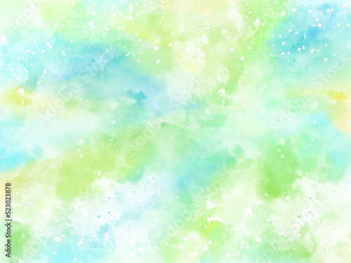 青と緑の水彩風にじみ背景
