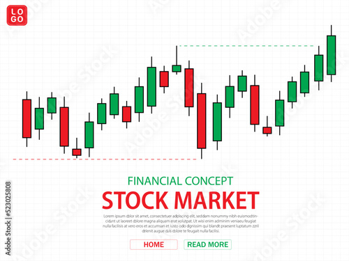 Candlestick Financial graph online trading with support and resistance levels, Stock Investment strategies, Buy and Sell Signals, Forex exchange market, Cryptocurrency, advertising design, vector.
