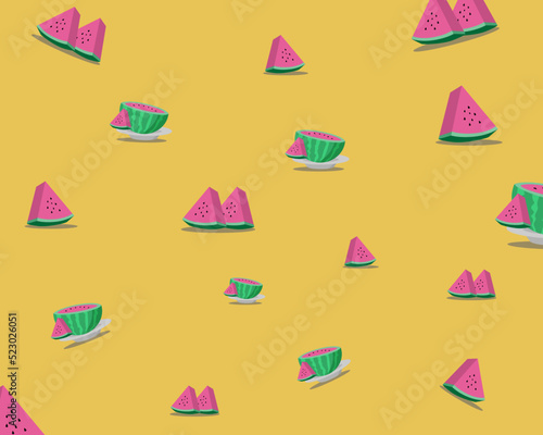 Pattern summertime items watermelone cocktail ball lifebuoy