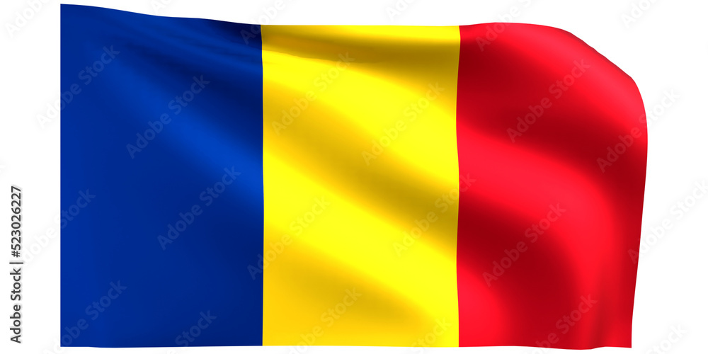 Romania flag 3d render.