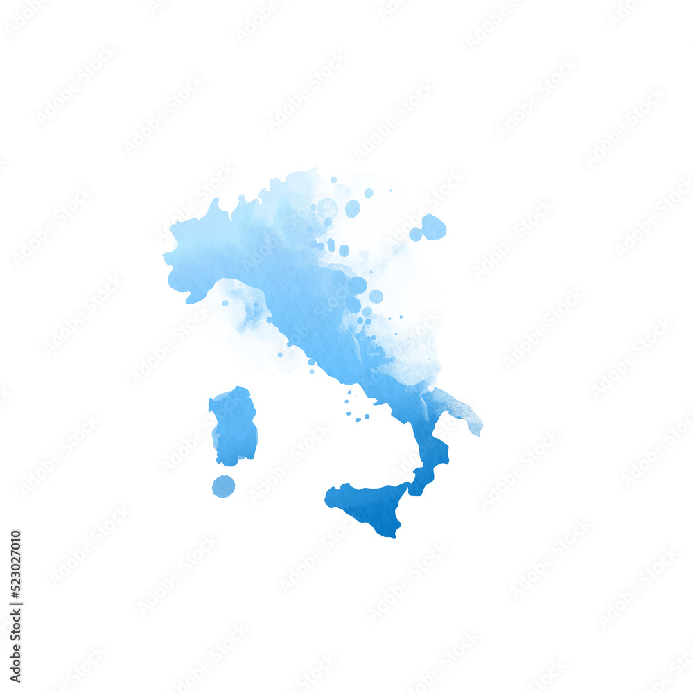 Country map watercolor sublimation background on white background. Italy
