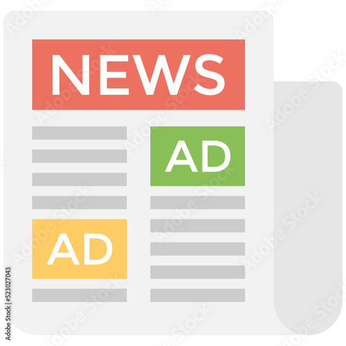 Newspaper Advertising Flat Icon