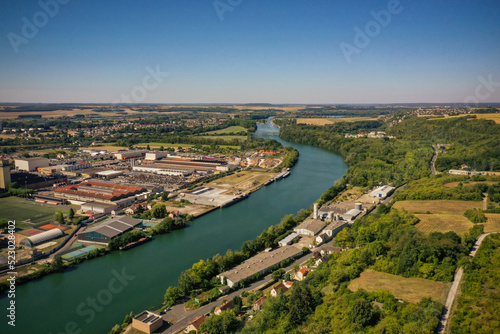 aerial view on the city of Montereau Fault Yonne