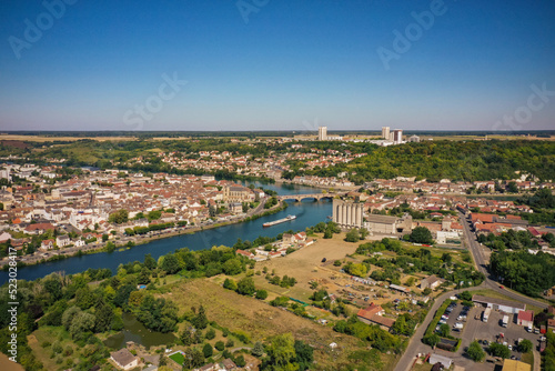 aerial view on the city of Montereau Fault Yonne