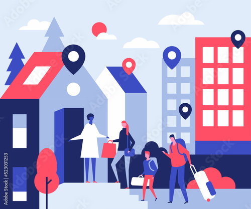 Moving to a new home - modern colorful flat design style illustration