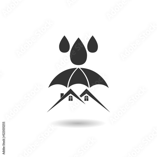 Waterproof house logo icon with shadow