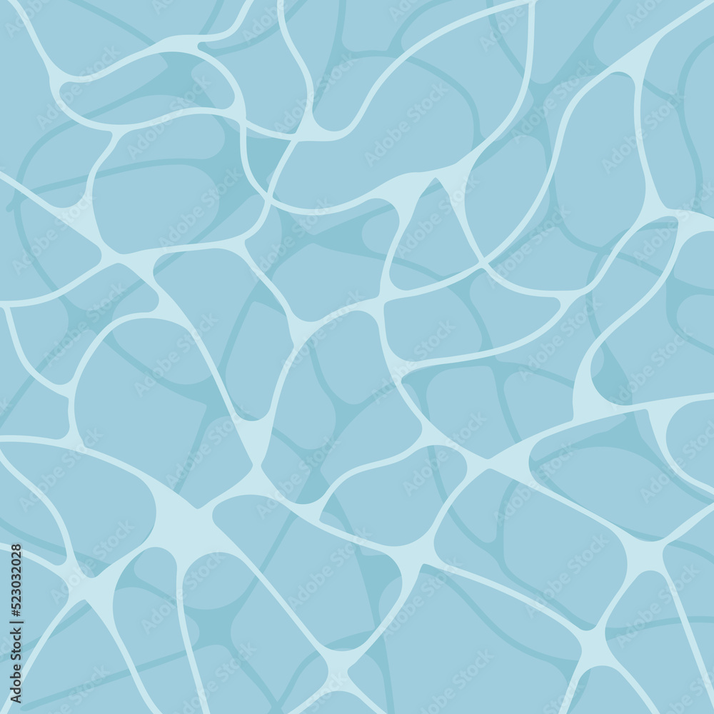 Seamless vibrant blue water surface texture with sun reflections. Vector illustration