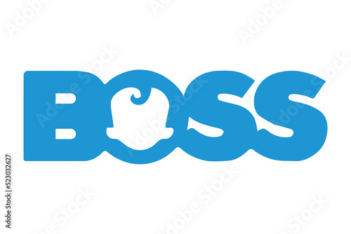 little boss. blue sign. logo and icon. baby. child