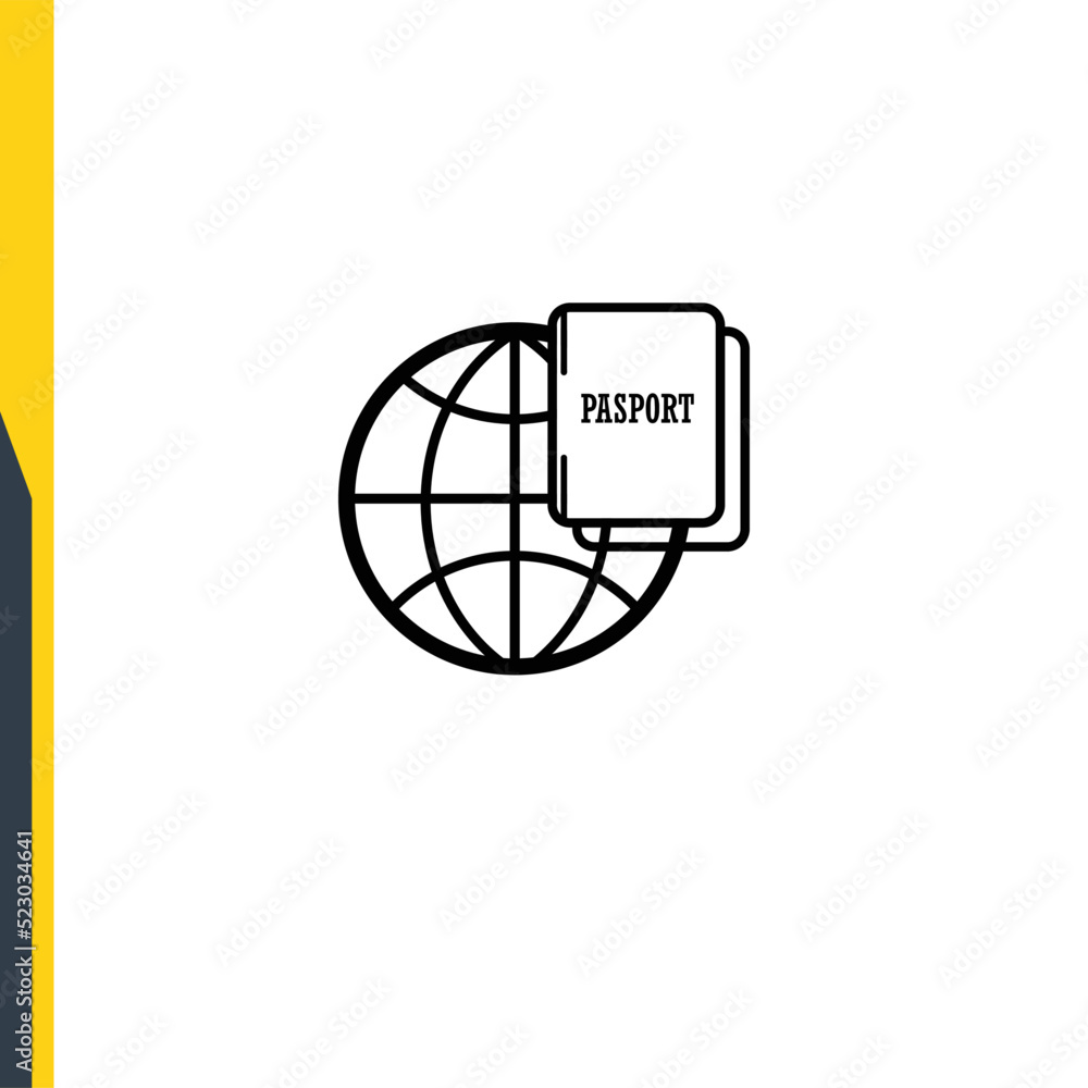 Logo - international passport in the globe. Hotel and hotel service, line icon vector. Web icons Logo - international passport in the globe. Hotel and hotel service, line icon vector. Web icons