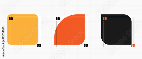 Set of blank speech bubbles templates Empty text box claim frame with copy space Borders with separate quotation marks on the background. Square format for social media posts. Empty Quote Frames.
