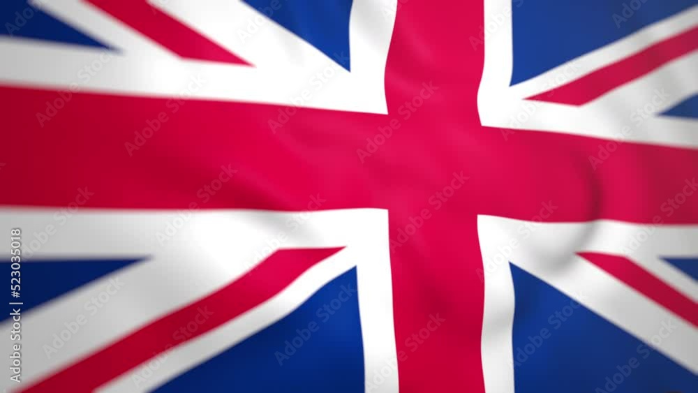 Waving colorful flag of United Kingdom. Great Britain flag is blowing in the wind Waving colorful flag of United Kingdom. Great Britain flag is blowing in the wind