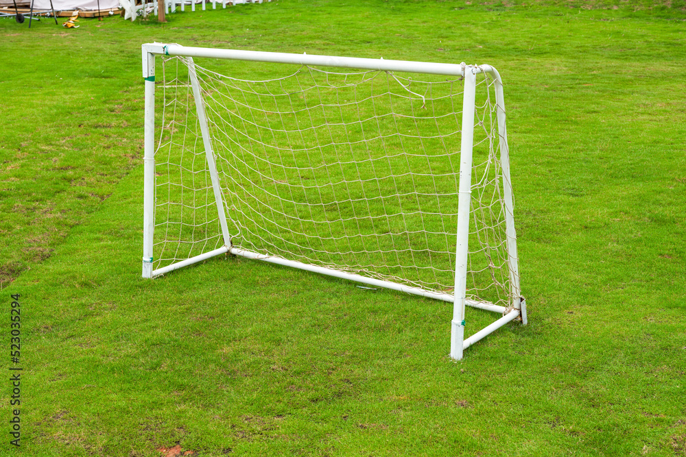 Fototapeta premium Close-up of small goal on a leisure football field