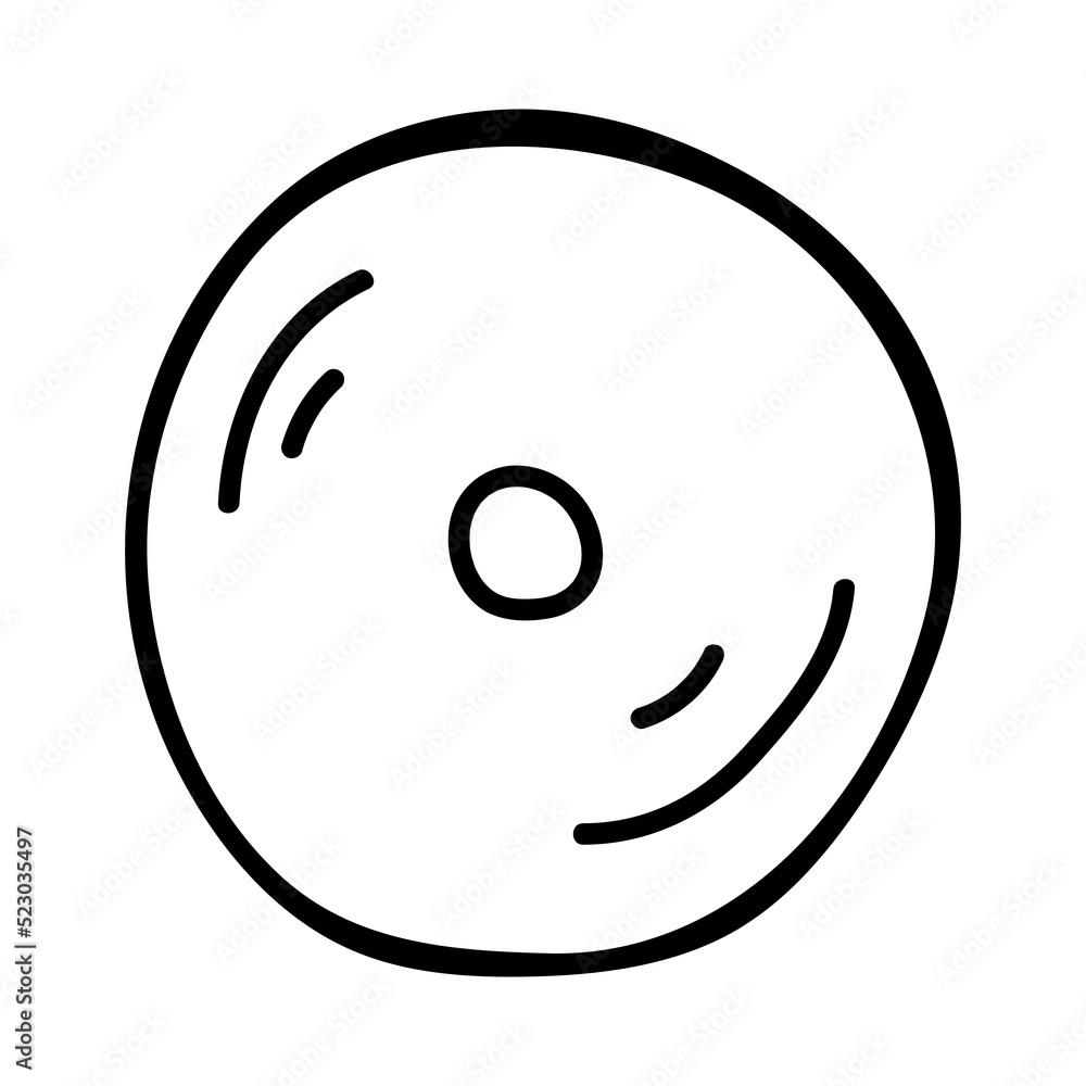 Fototapeta premium Hand drawn compact disk icon. Computer input device. Vector illustration on a white background