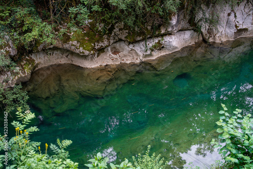 beautiful clear river with green water