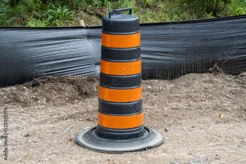 Construction barrel cone on a jobsite