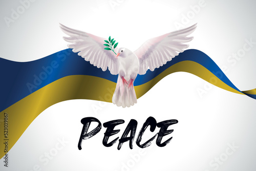 Peace to Ukraine. Ukraine flag with dove. Dove peace symbol. vector illustration. design