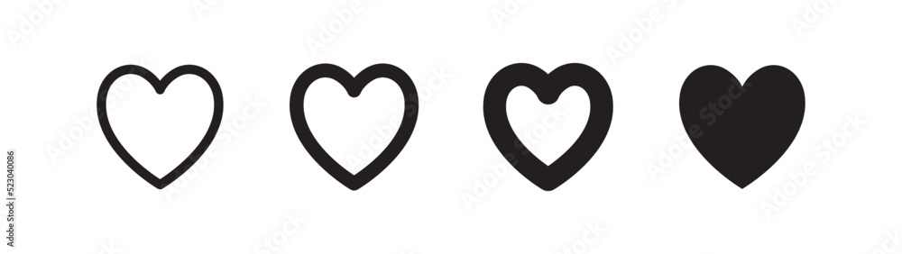 Heart vector icons. Set of love symbols. Isolated pictograms. Valentine's day design elements. Heart vector icons. Set of love symbols. Isolated pictograms. Valentine's day design elements.
