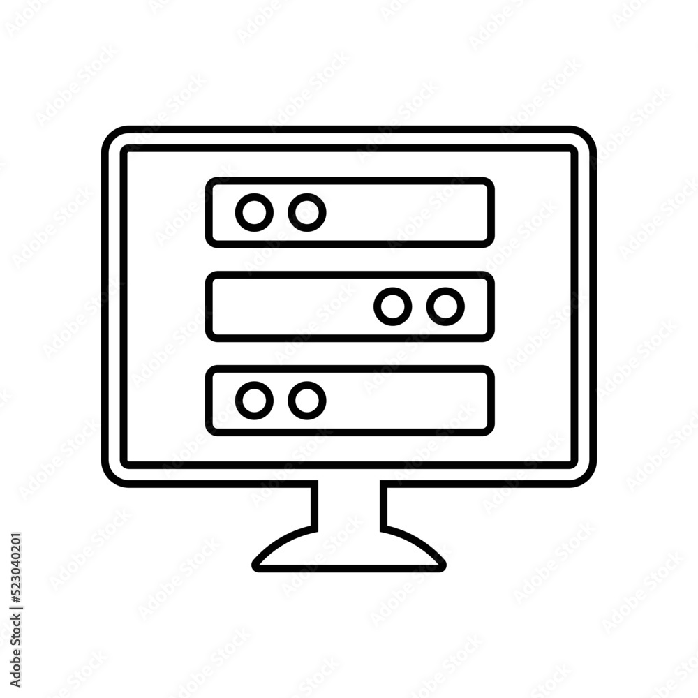 Computer, database, server outline icon. Line art vector. Computer, database, server outline icon. Line art vector.