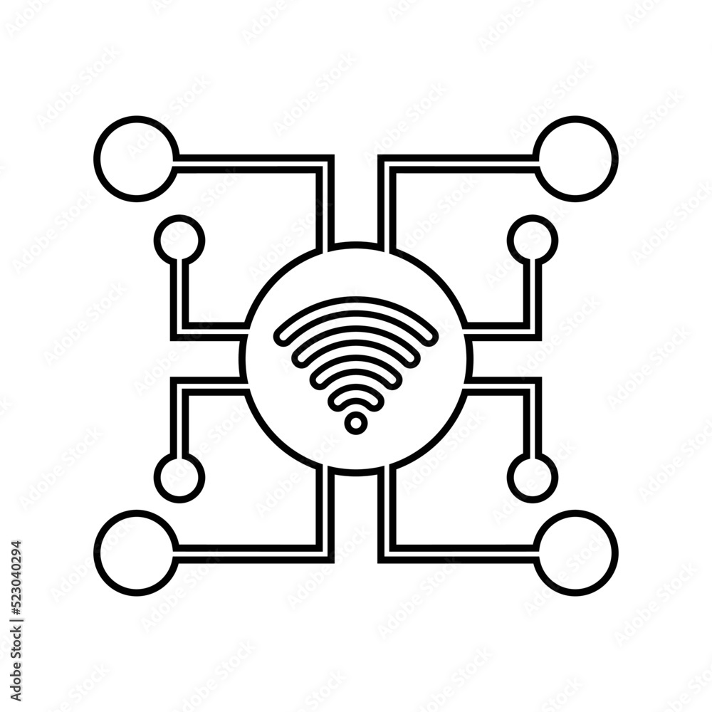 Connections, network, wifi line icon. Outline vector.