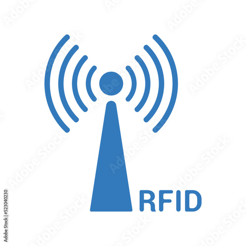 Frequency, radio, rfid signal icon. Blue color design.