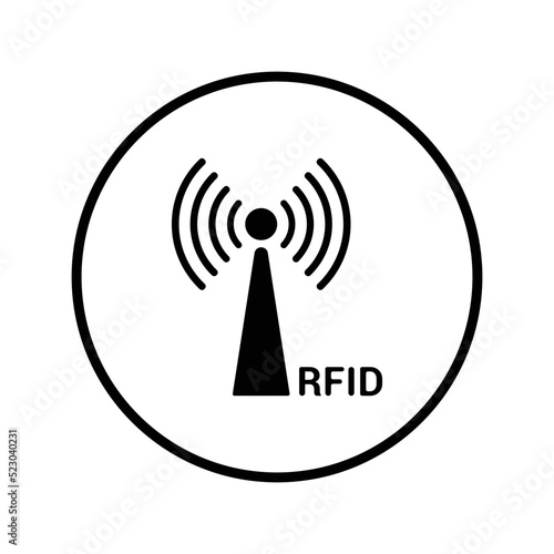 Frequency, radio, rfid signal icon. Black vector graphics.