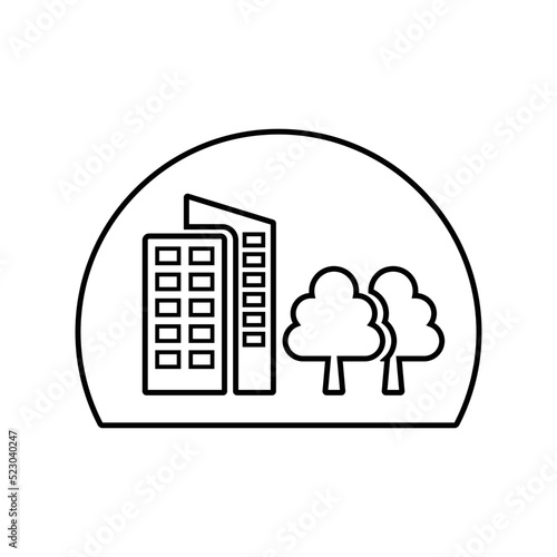 City, climate, control, ecosystem line icon. Outline vector.