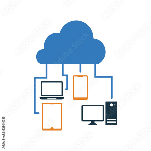 Connected, cloud network icon. Simple editable vector graphics.