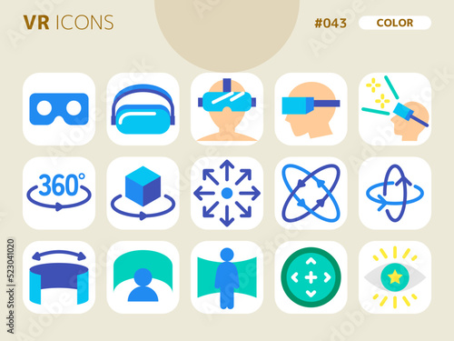 VRに関連するカラースタイルのアイコンセット_043