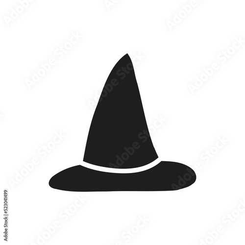 Halloween 2022 - October 31. A traditional holiday, the eve of All Saints Day, All Hallows Eve. Trick or treat. Vector illustration in hand-drawn doodle style. The witchs hat.