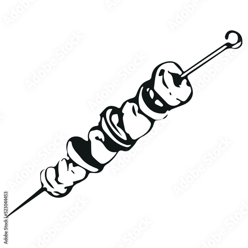 
vector illustration. simple icon. kebab. meat on a skewer. restaurant. food
