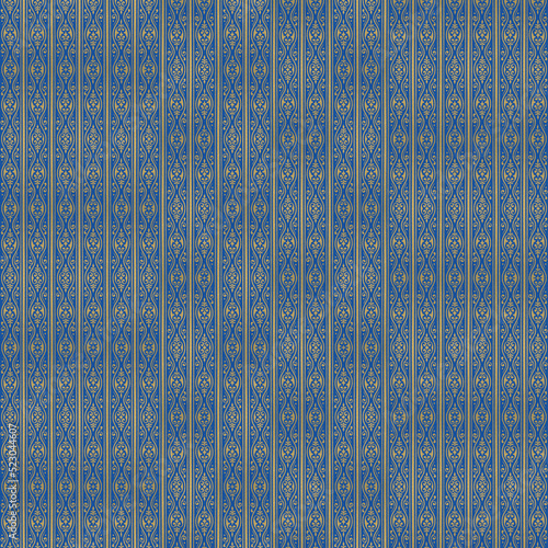 Vertical Blue and Gold Flourished Background