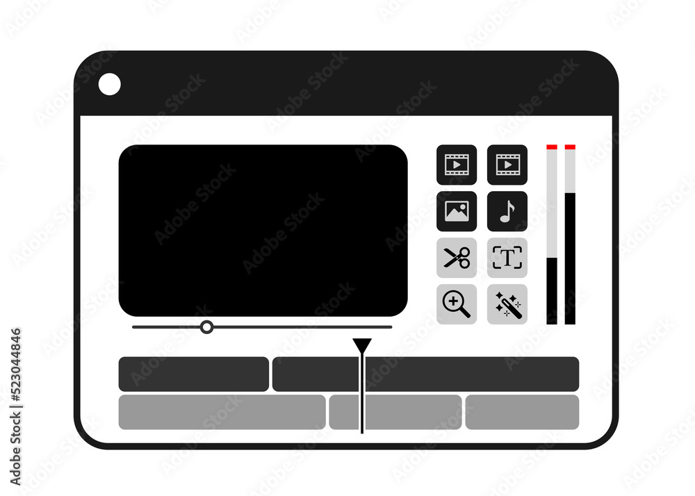 Screen application Video Editing for editors. Post Production timeline editing. Video Timeline display black Color. Screen application Video Editing for editors. Post Production timeline editing. Video Timeline display black Color.