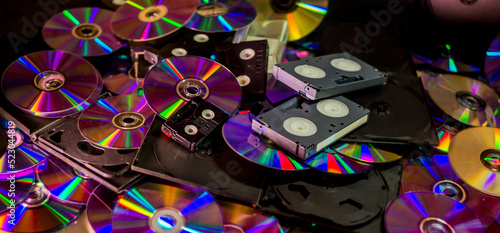 a many compact discs and some hi-8, vhs and dv-cam video casettes
