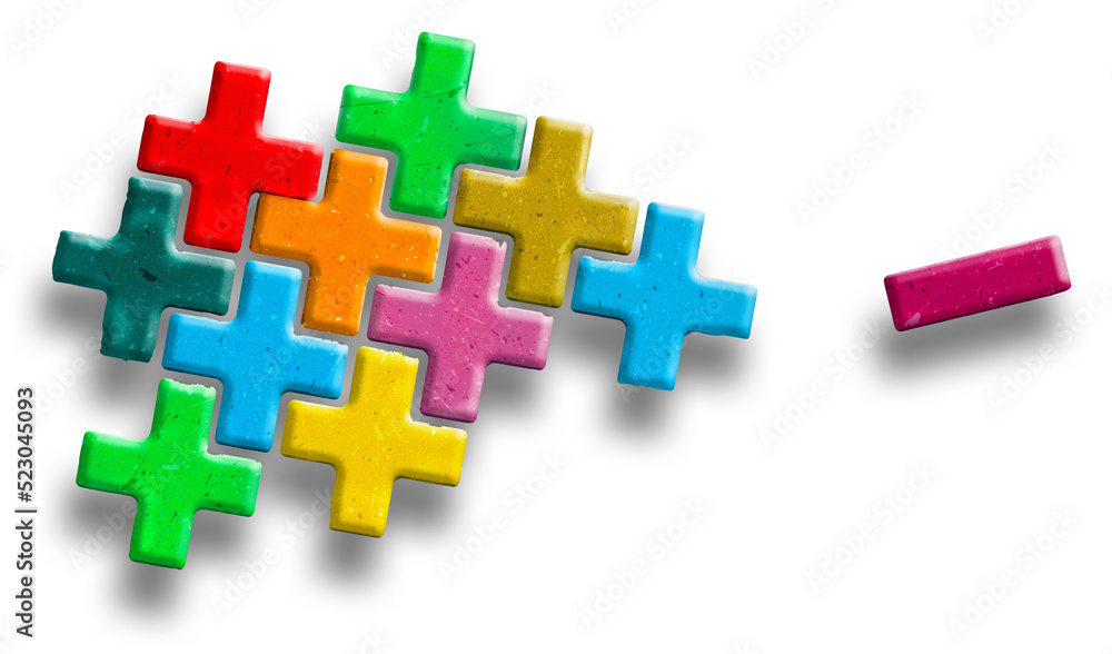 The pluses out weigh the minuses in this 3-d illustation with copy space and text area. The pluses out weigh the minuses in this 3-d illustation with copy space and text area.