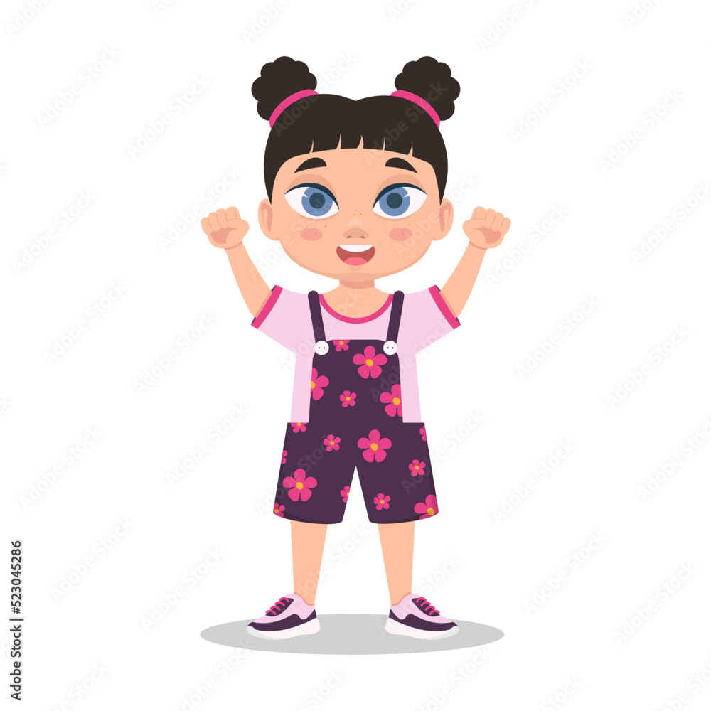 Sweet girl rejoices in victory. Vector illustration Sweet girl rejoices in victory. Vector illustration
