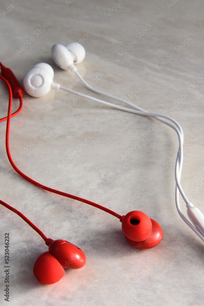 earphone on a light background earphone on a light background